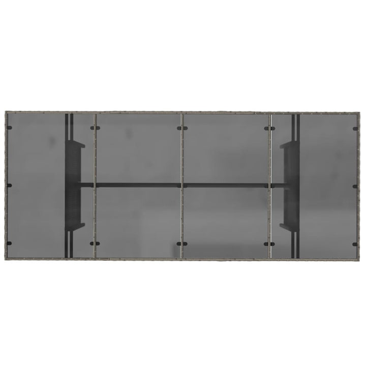 havebord med glastop 190x80x75 cm polyrattan grå