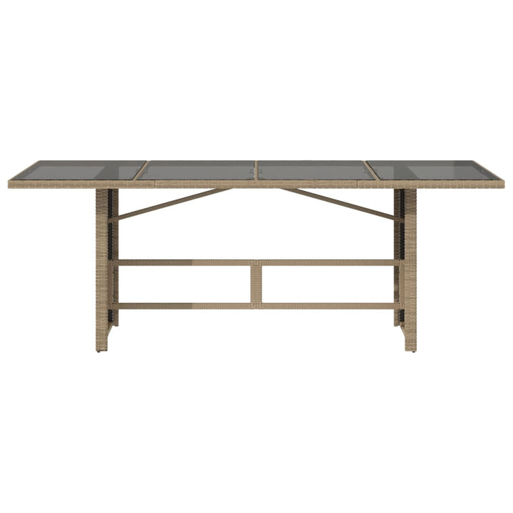 havebord med glastop 190x80x75 cm polyrattan beige