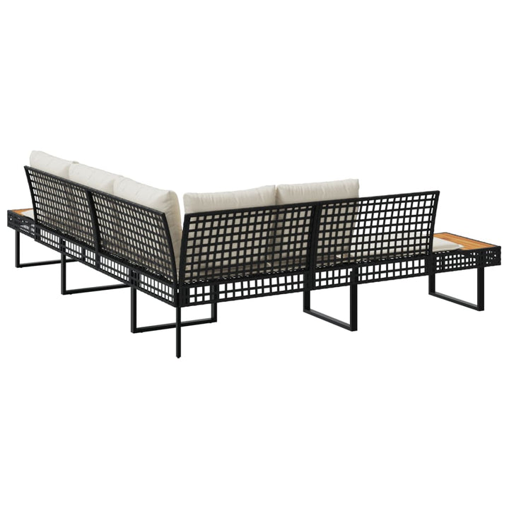 L-formet havesofa med hynder polyrattan og akacietræ sort