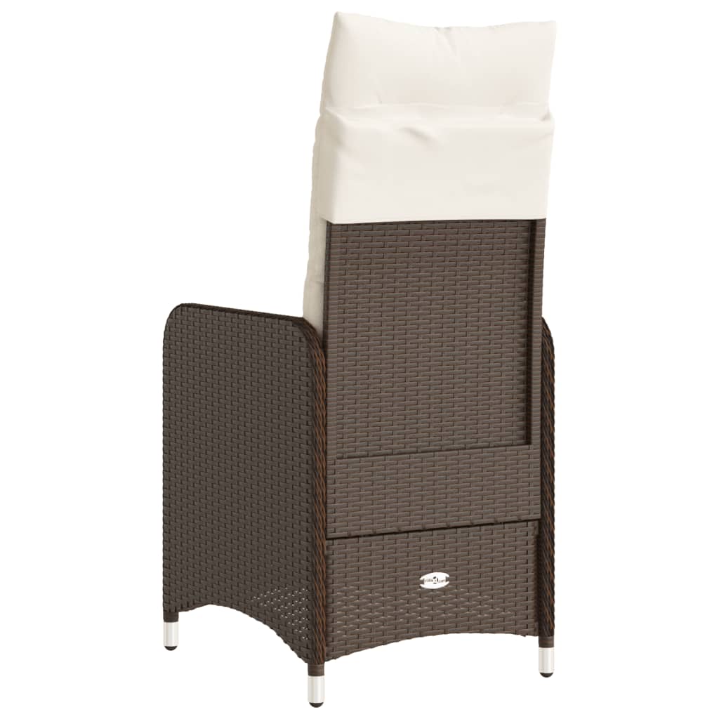 havestol med lænefunktion og hynder polyrattan brun