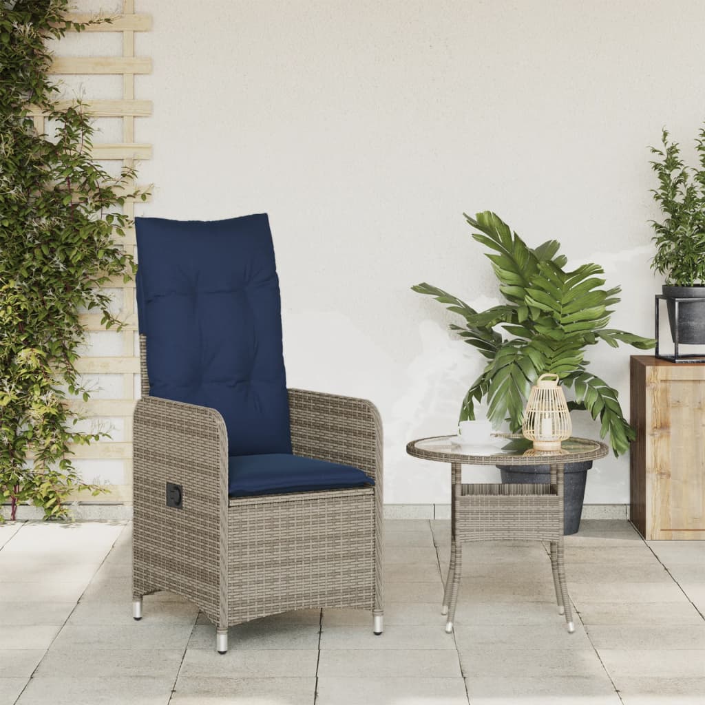 havestol med hynder grå polyrattan