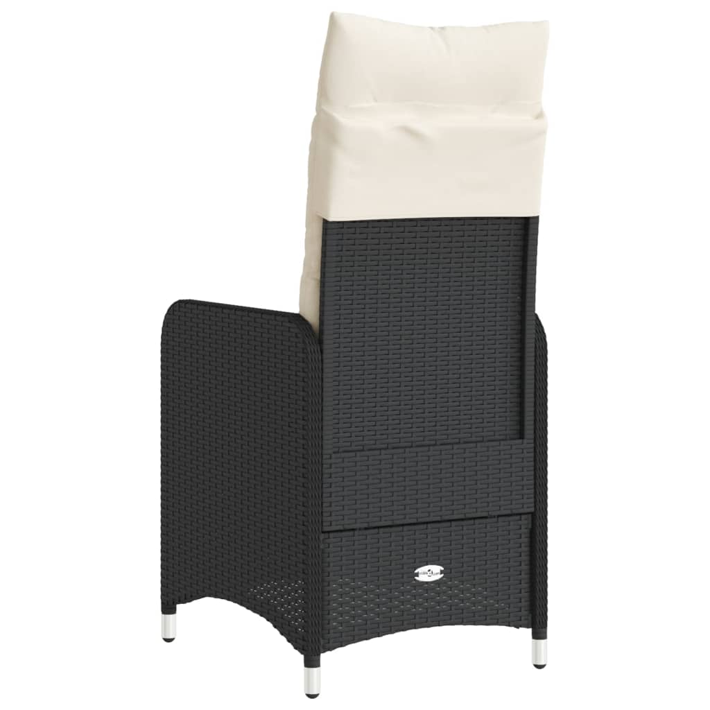 havestole med hynder 2 stk. justerbart ryglæn polyrattan sort