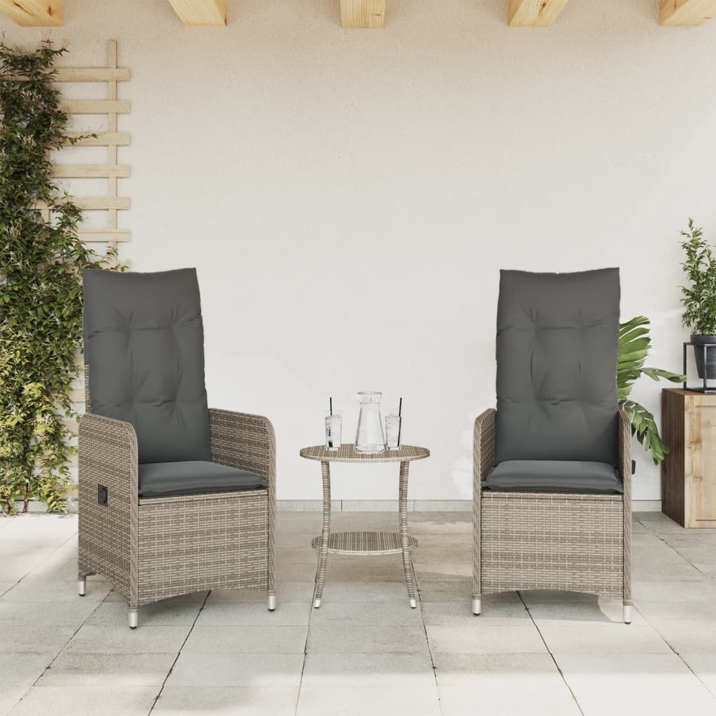 havelænestole 2 stk. med hynder polyrattan grå