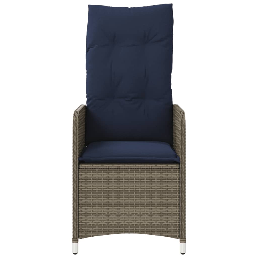 havestole med lænefunktion 2 stk. med hynder grå polyrattan