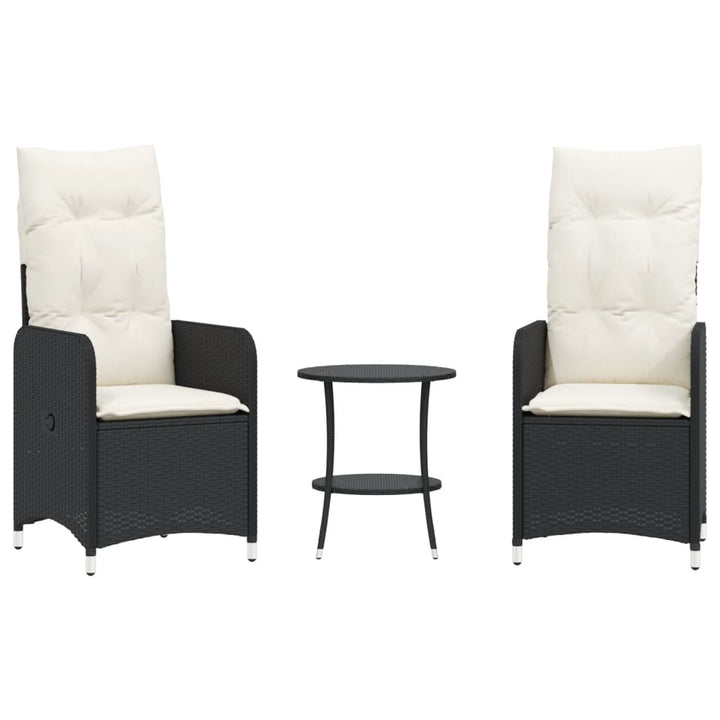 havestole 2 stk. med lænefunktion og bord polyrattan sort