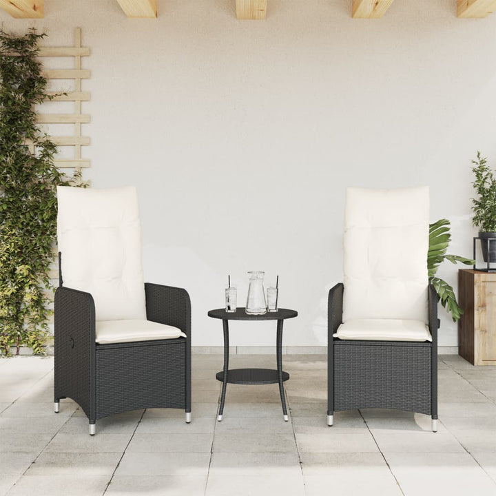 havestole 2 stk. med lænefunktion og bord polyrattan sort