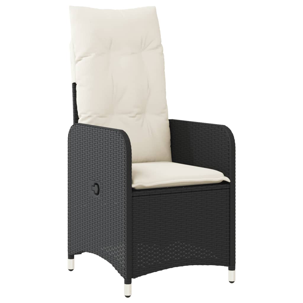 havestole 2 stk. med lænefunktion og bord polyrattan sort