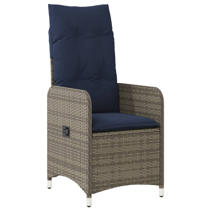 havestole med lænefunktion 2 stk. med bord grå polyrattan