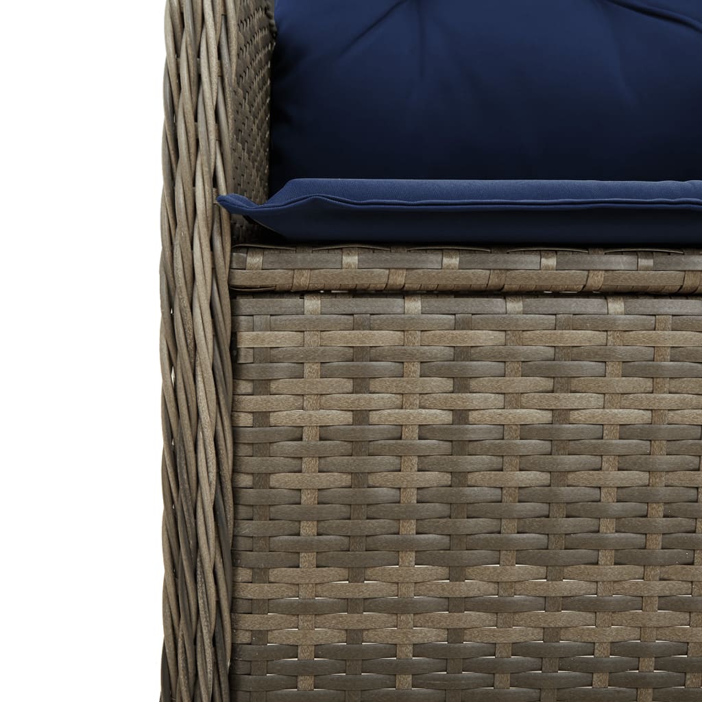 havestole med lænefunktion 2 stk. med bord grå polyrattan