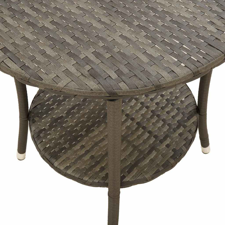 havestole med lænefunktion 2 stk. med bord grå polyrattan