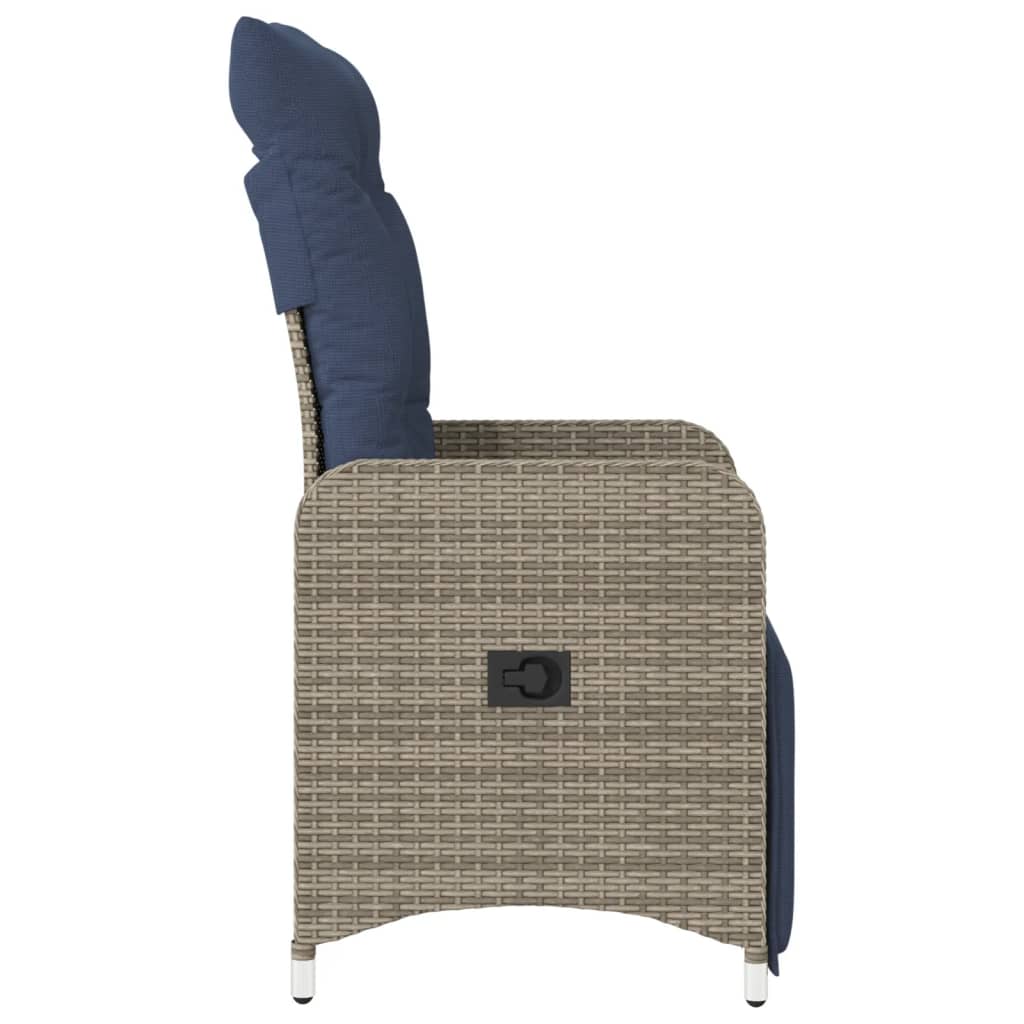 havestol med hynder grå polyrattan