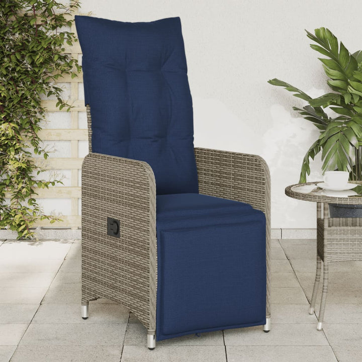 havestol med hynder grå polyrattan
