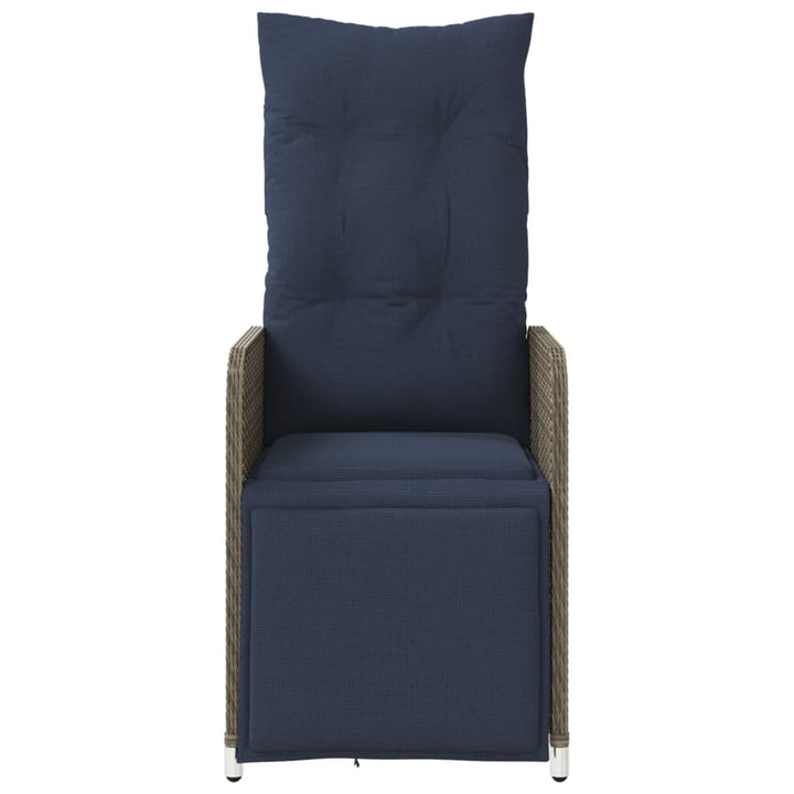 havestole med lænefunktion 2 stk. med hynder grå polyrattan
