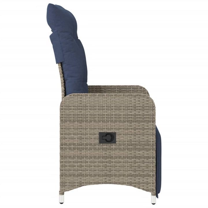 havestole med lænefunktion 2 stk. med hynder grå polyrattan