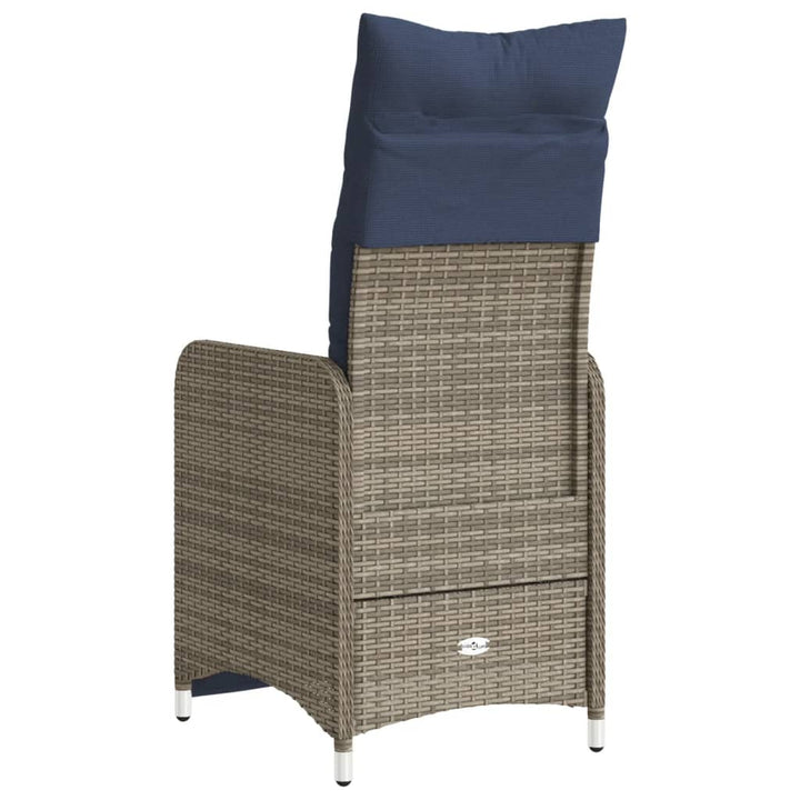 havestole med lænefunktion 2 stk. med hynder grå polyrattan