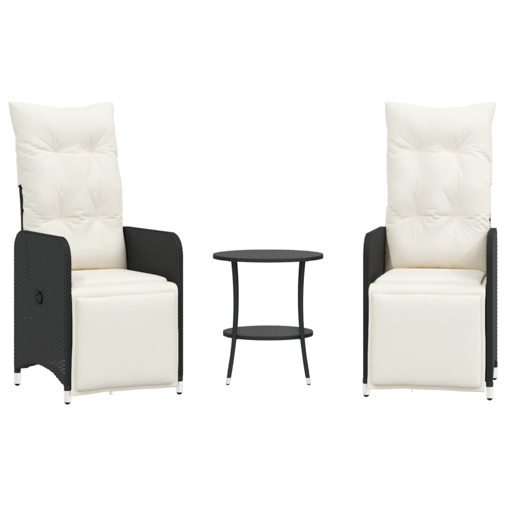 havestole 2 stk. med lænefunktion og bord polyrattan sort