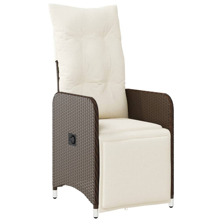 havestole 2 stk. med lænefunktion og bord polyrattan brun