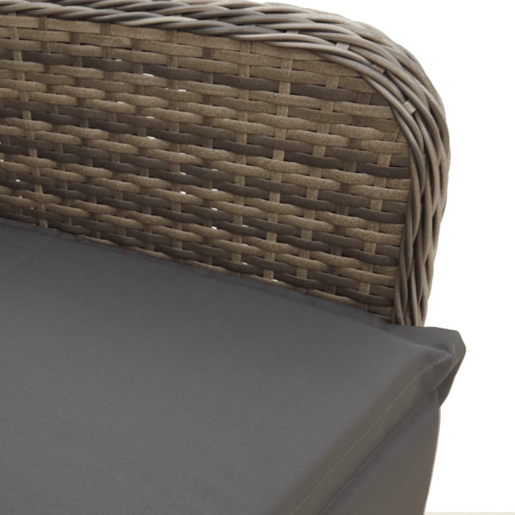 havestole 2 stk. med lænefunktion og bord polyrattan grå