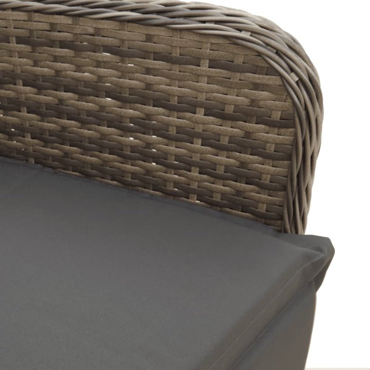 havestole 2 stk. med lænefunktion og bord polyrattan grå