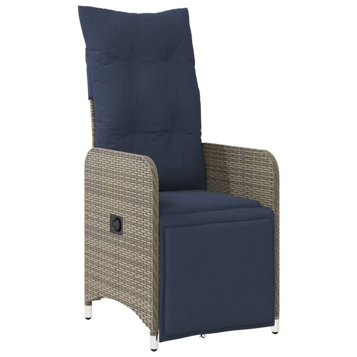 havestole med lænefunktion 2 stk. med bord grå polyrattan