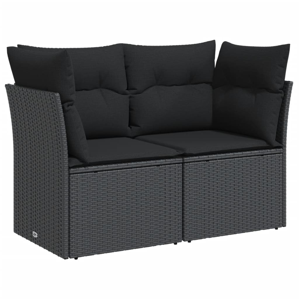 2-personers havesofa med hynder polyrattan sort