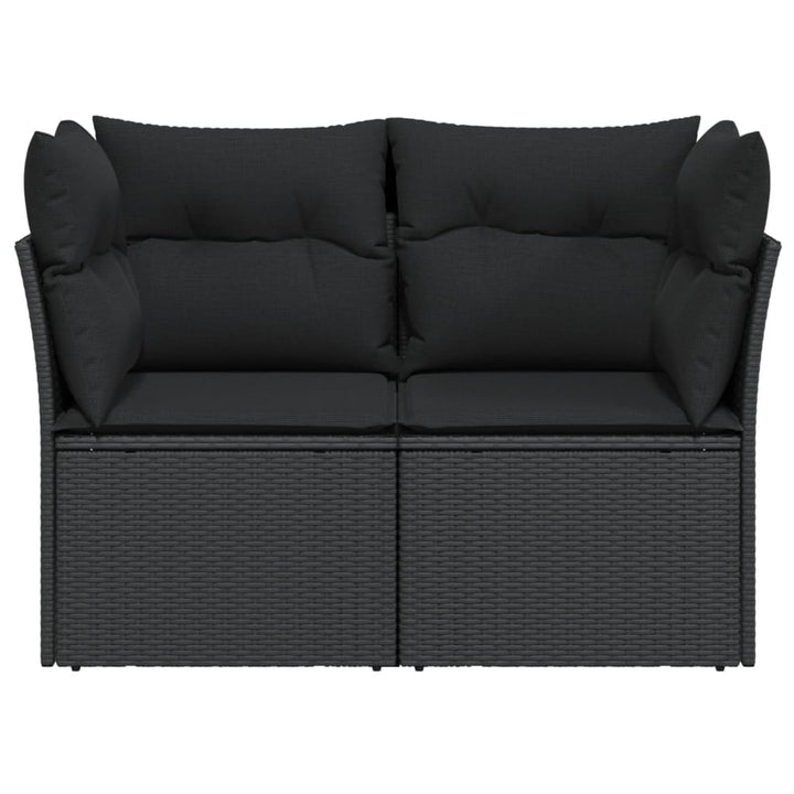 2-personers havesofa med hynder polyrattan sort