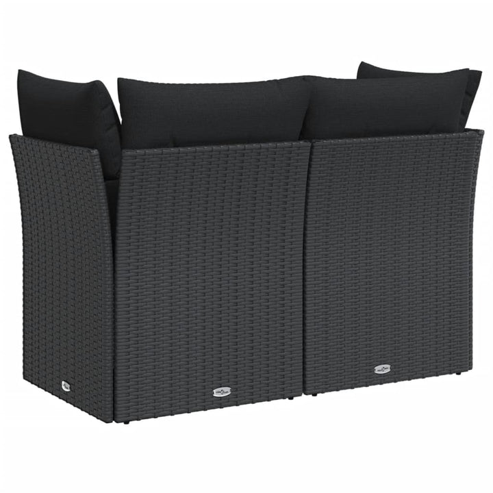 2-personers havesofa med hynder polyrattan sort
