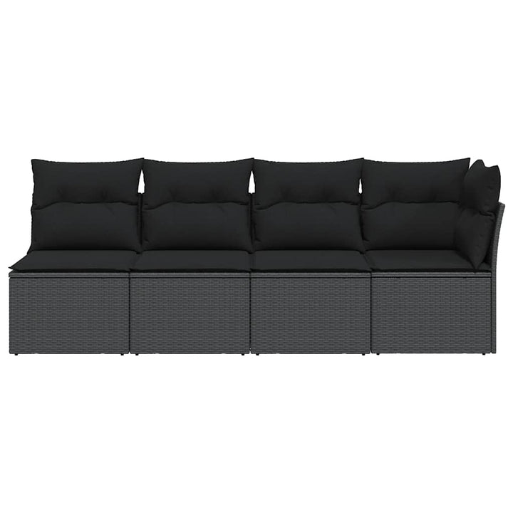havesofa med hynder 4-personers sort polyrattan