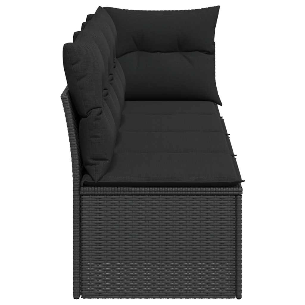 havesofa med hynder 4-personers sort polyrattan