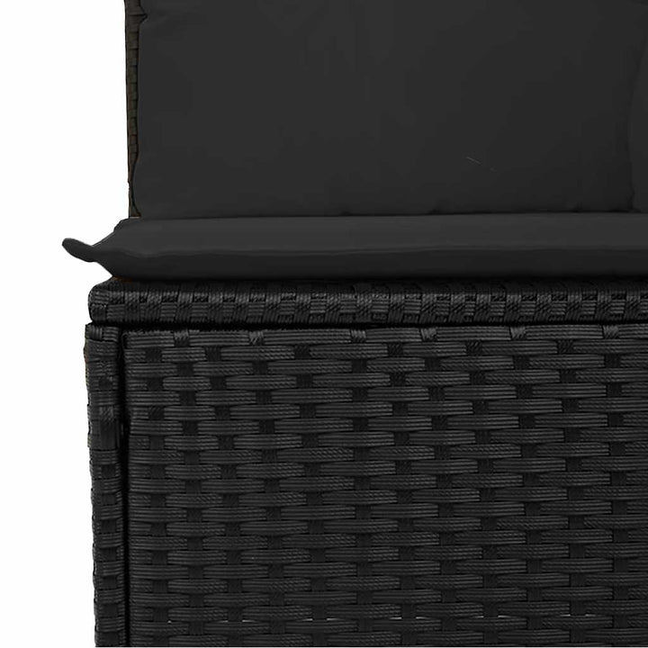 havesofa med hynder 4-personers sort polyrattan