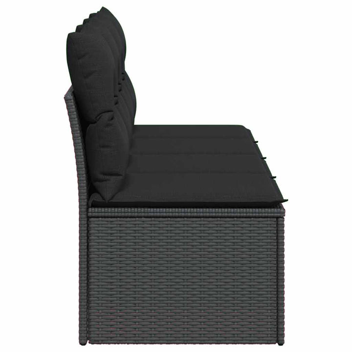 havesofa med hynder 4-personers sort polyrattan