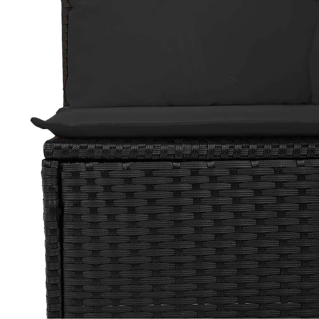 havesofa med hynder 4-personers sort polyrattan