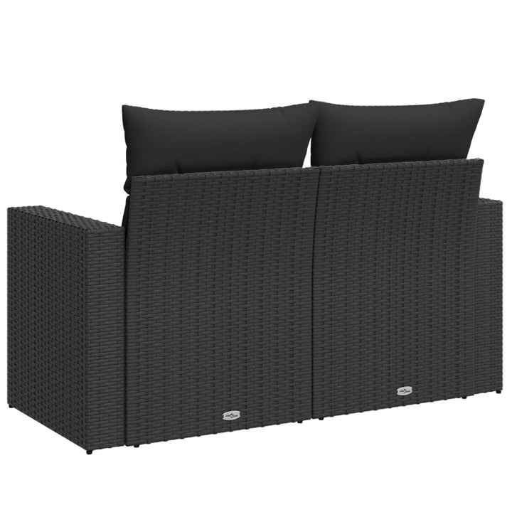 havesofa med hynder 2-personers sort polyrattan