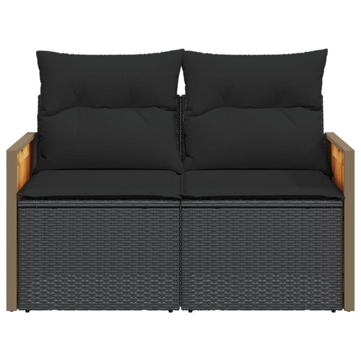 2-personers havesofa med hynder polyrattan sort