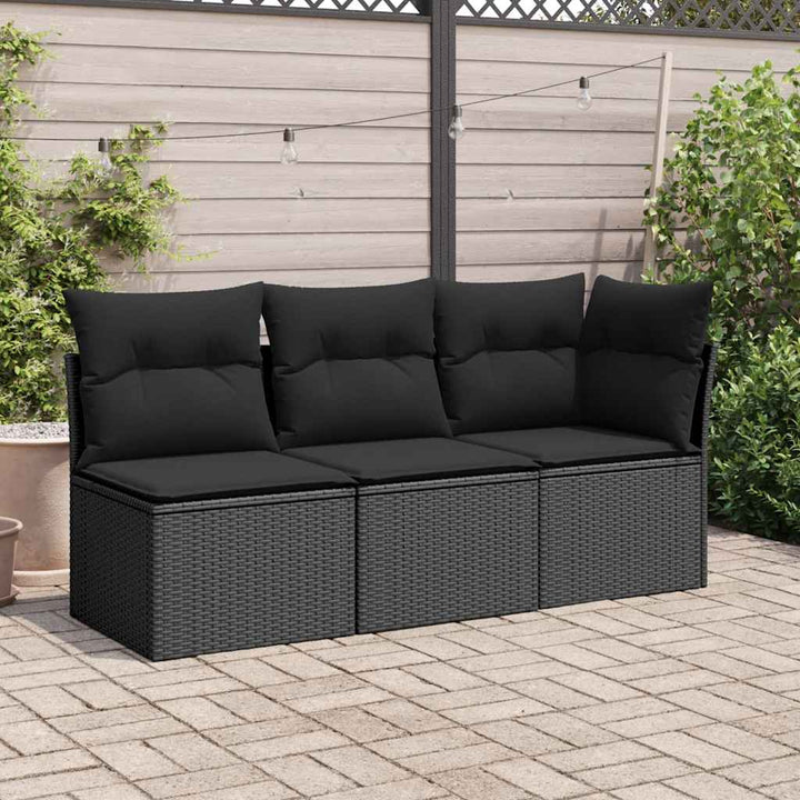 havesofahjørne med hynder sort polyrattan