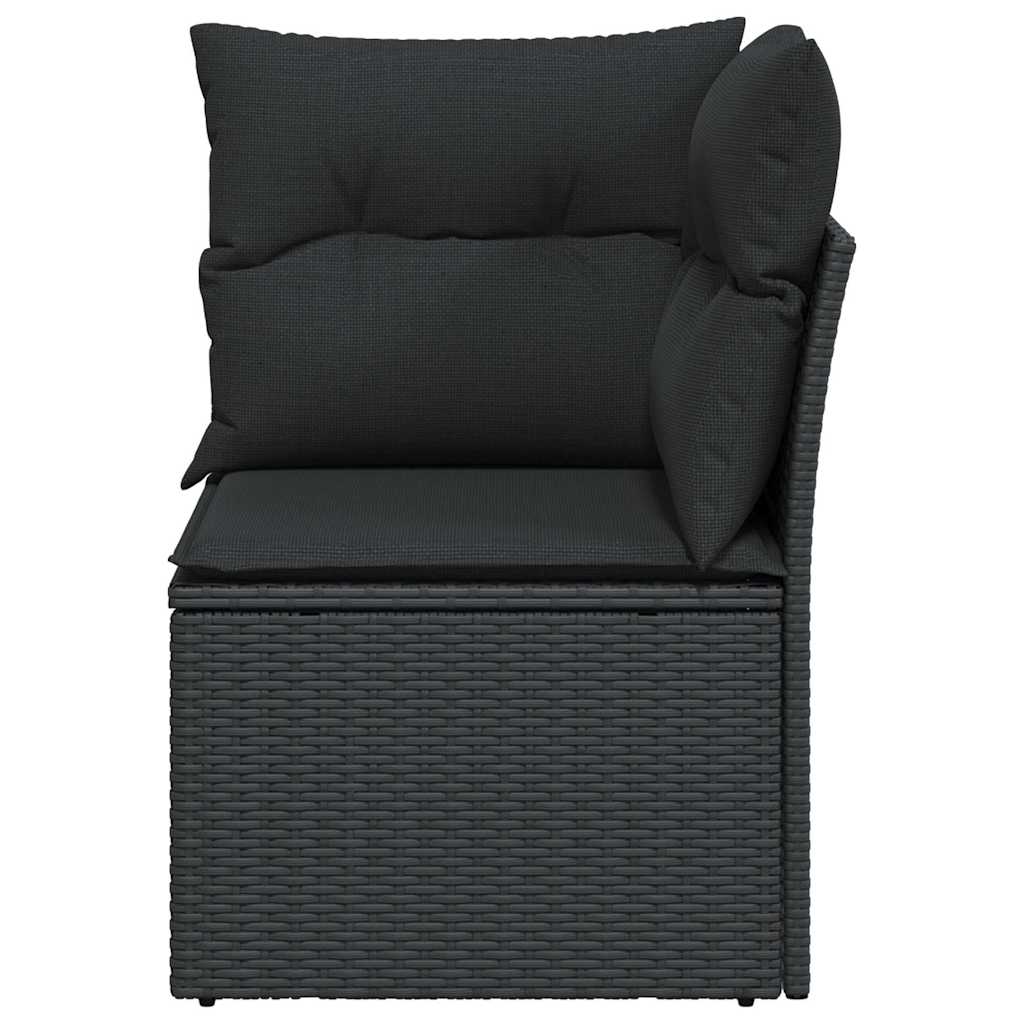 havesofahjørne med hynder sort polyrattan