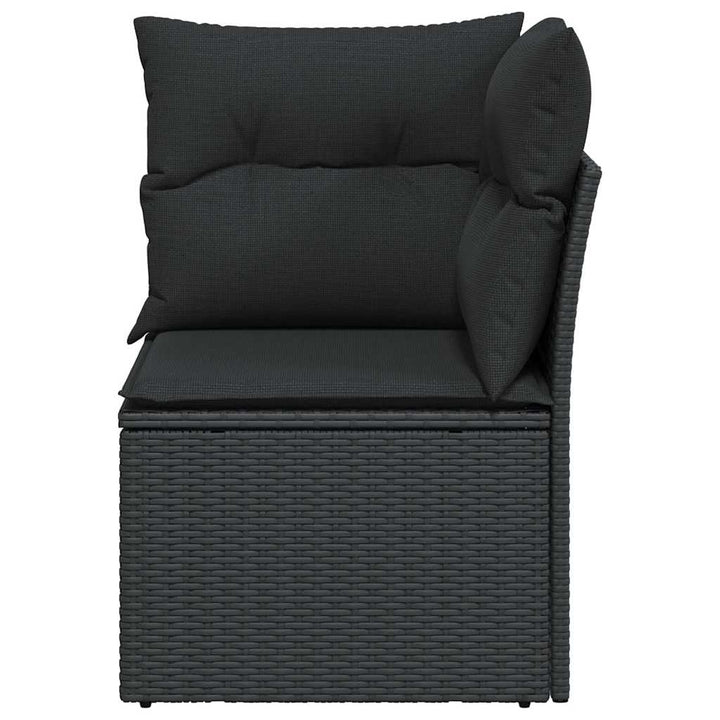 havesofahjørne med hynder sort polyrattan