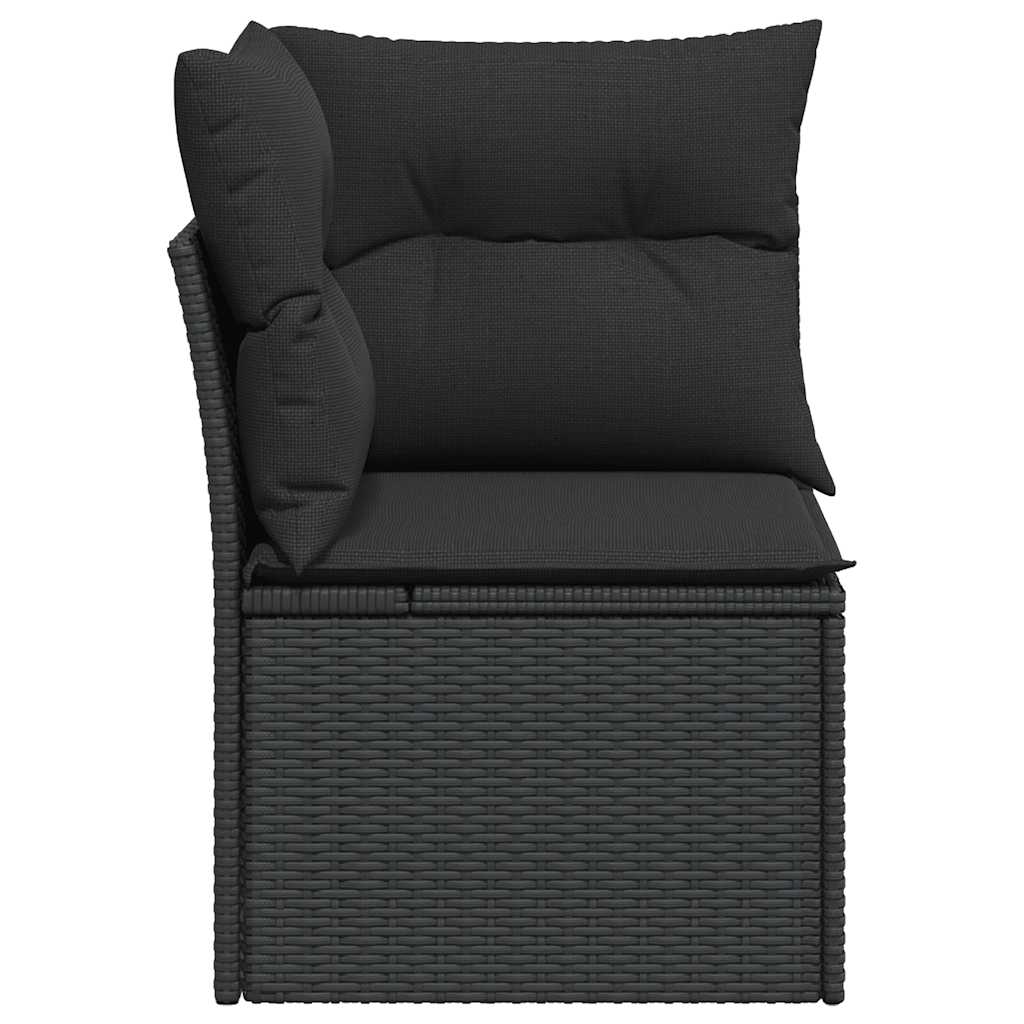 havesofahjørne med hynder sort polyrattan