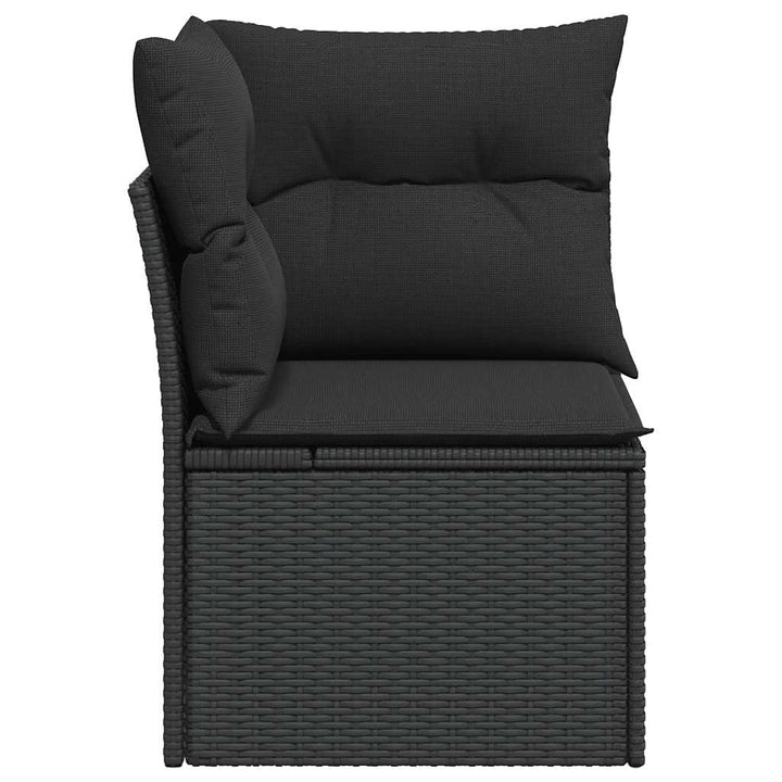 havesofahjørne med hynder sort polyrattan