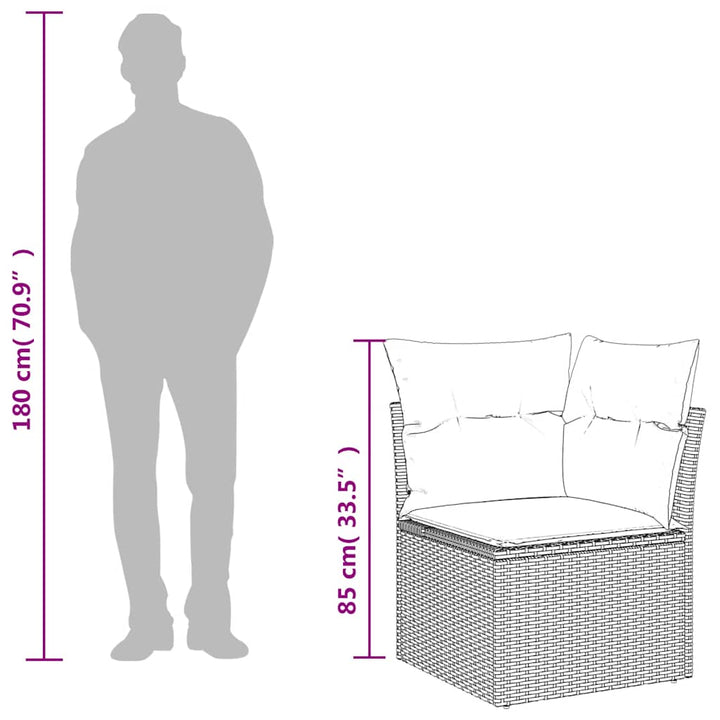 havesofahjørne med hynder sort polyrattan