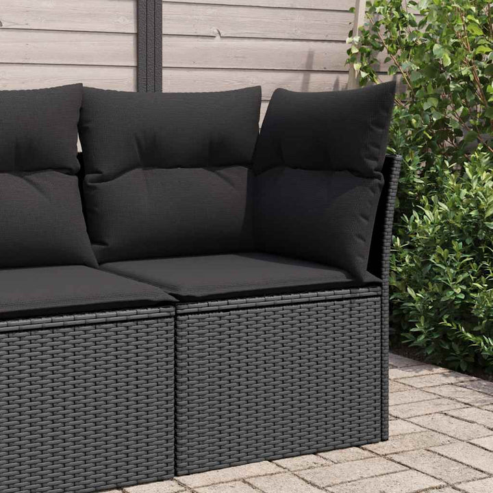 havesofahjørne med hynder sort polyrattan