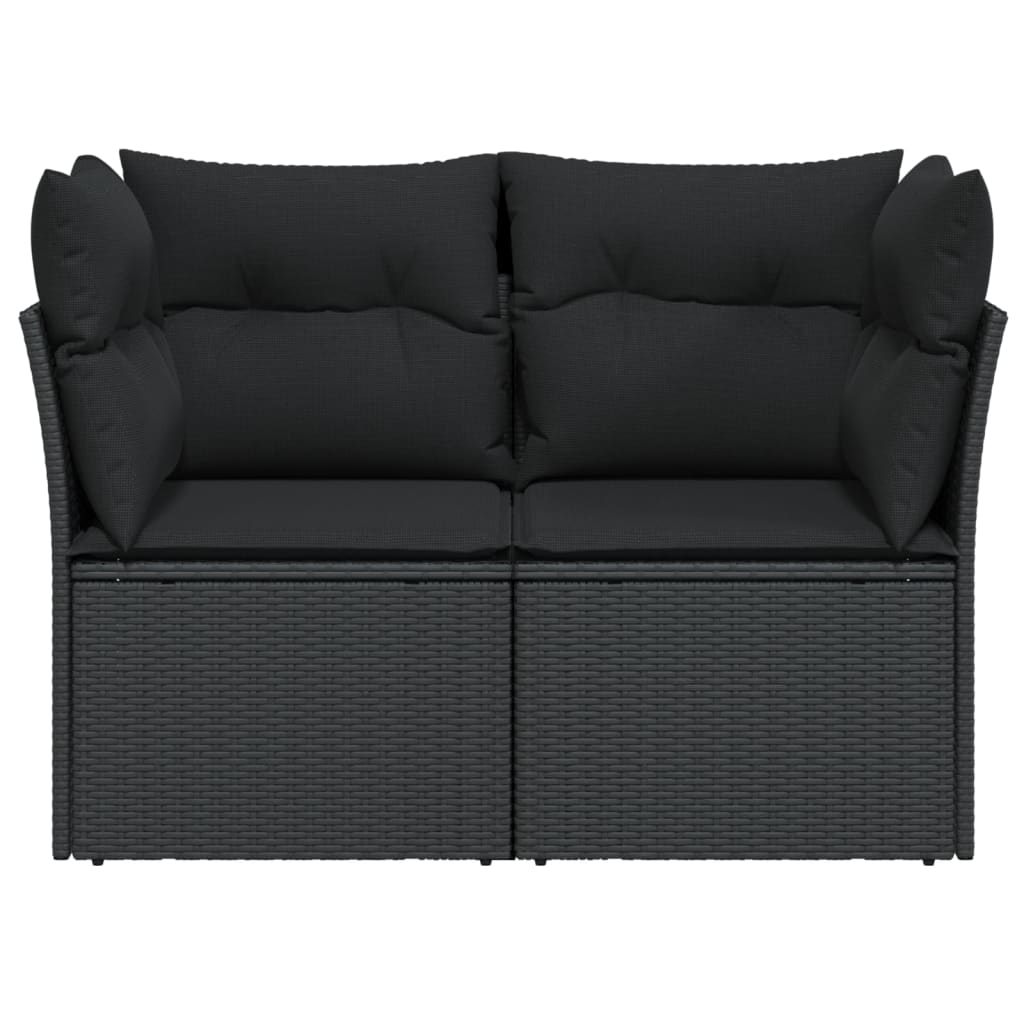2-personers havesofa med hynder polyrattan sort