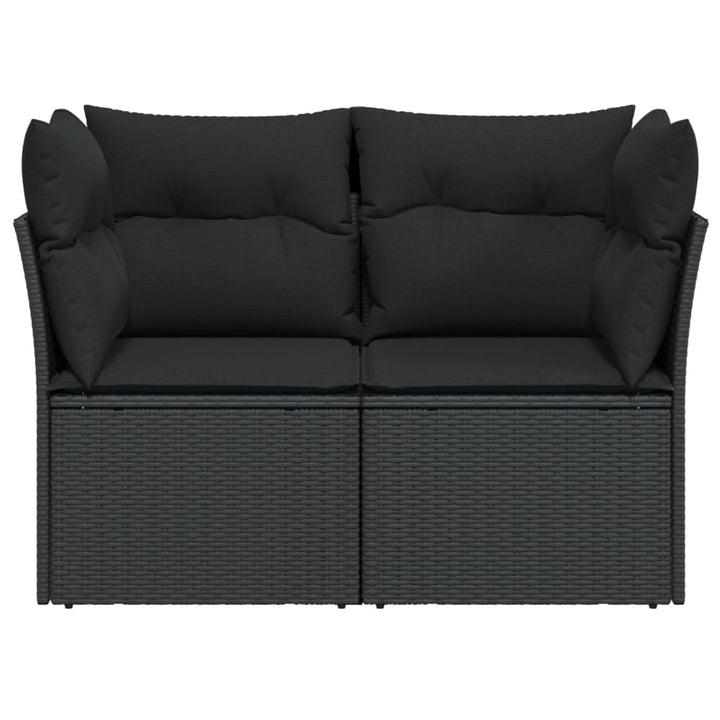 2-personers havesofa med hynder polyrattan sort