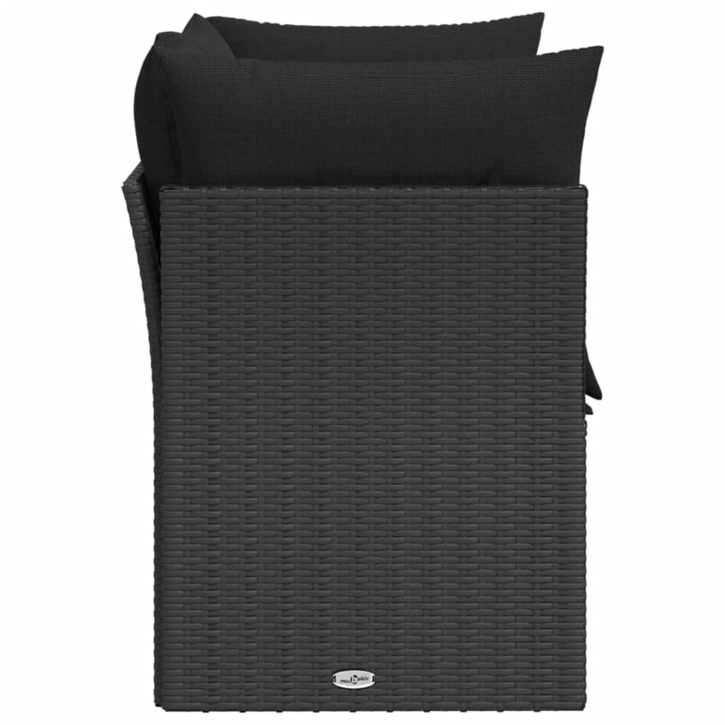 2-personers havesofa med hynder polyrattan sort