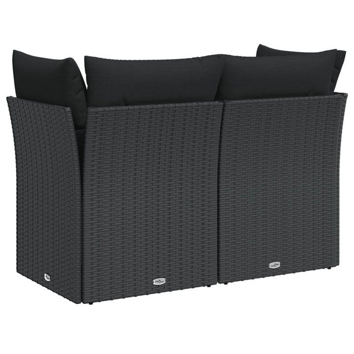 2-personers havesofa med hynder polyrattan sort