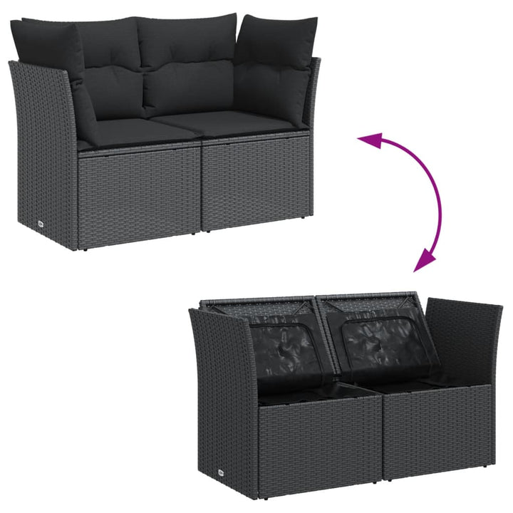 2-personers havesofa med hynder polyrattan sort