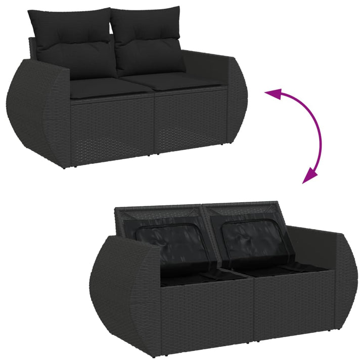 2-personers havesofa med hynder polyrattan sort