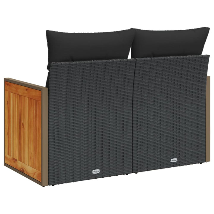havesofa med hynder 2-personers sort polyrattan