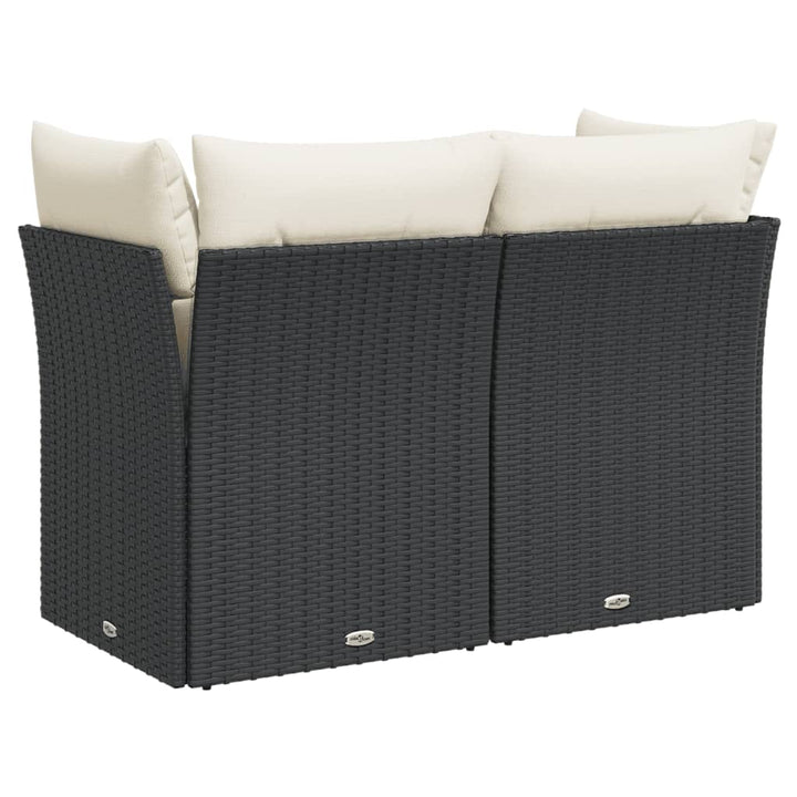2-personers havesofa med hynder polyrattan sort