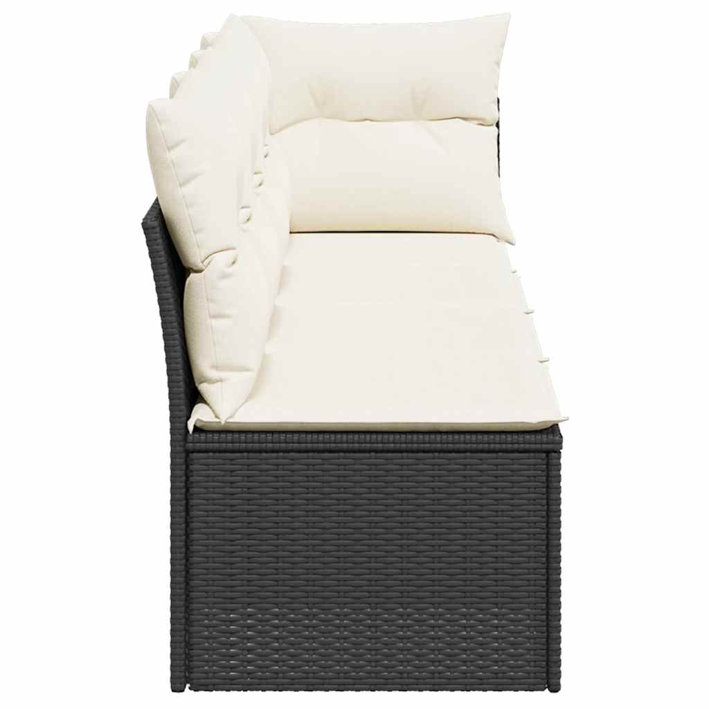 4-personers havesofa med hynder polyrattan sort